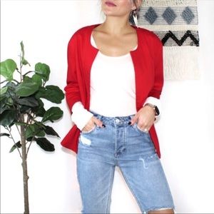 ORVIS Red Open Front Blazer Jacket W/Pockets